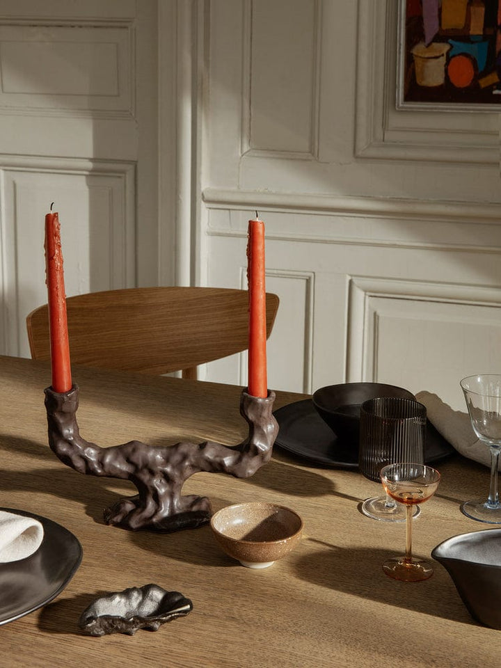 Ferm Living INTERIØR Dito Candle Holder - Double - Dark Brown