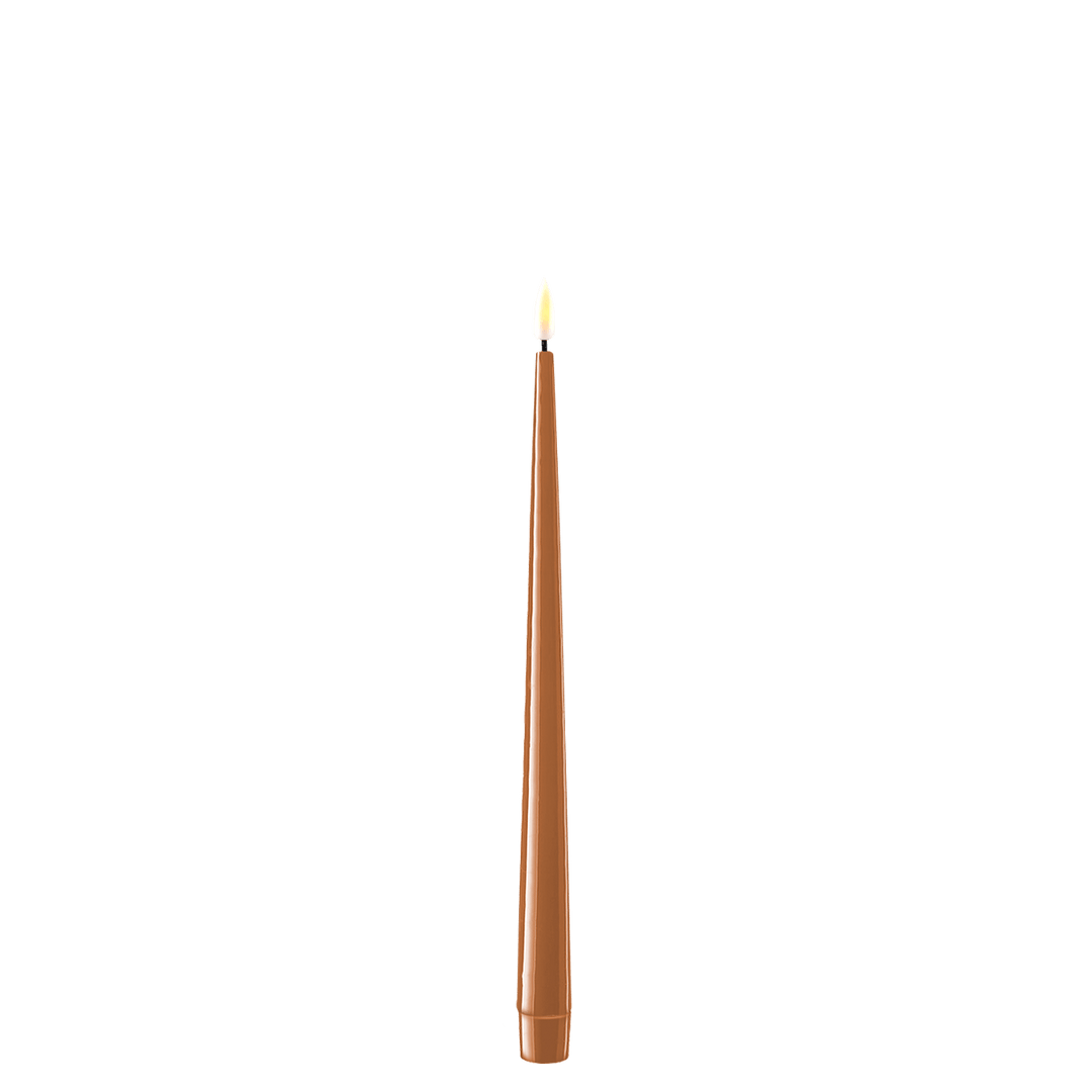 Real Flame Led INTERIØR LED Karamellbrun Kertelys Shiny 2 Stk H28cm