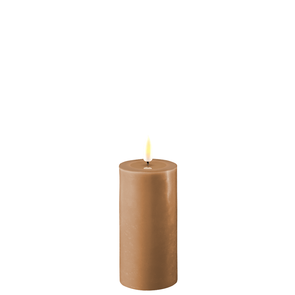 Real Flame Led INTERIØR LED Karamellbrun Kubbelys H 10 cm Ø 5 cm