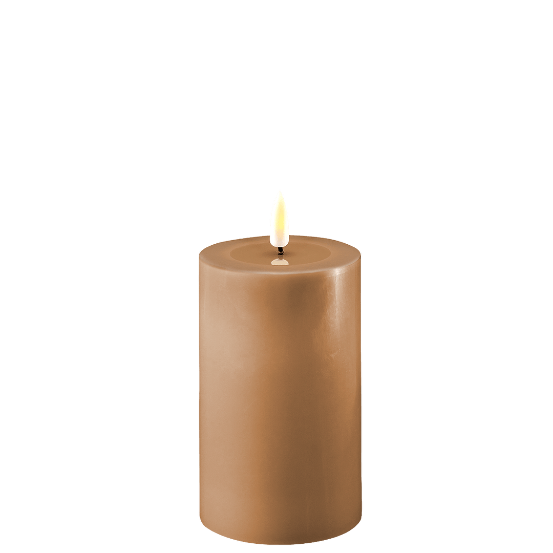 Real Flame Led INTERIØR LED Karamellbrun Kubbelys H 12,5 cm Ø 7,5 cm