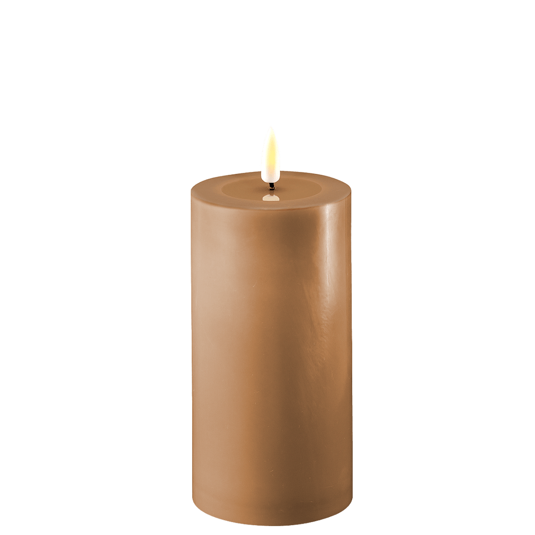 Real Flame Led INTERIØR LED Karamellbrun Kubbelys H 15 cm Ø 7,5 cm
