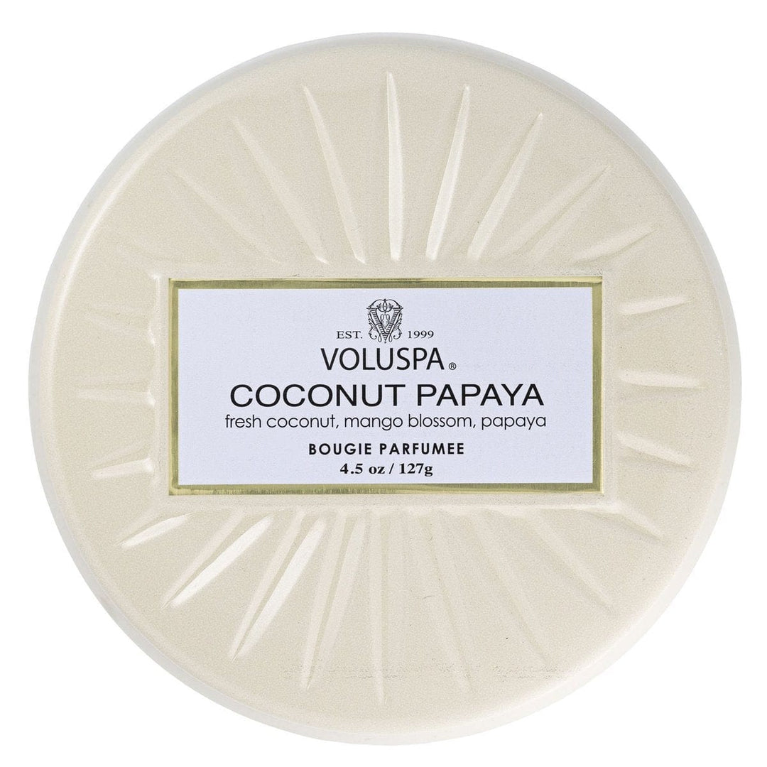 Voluspa INTERIØR Papaya Coconut Decorative Tin Candle